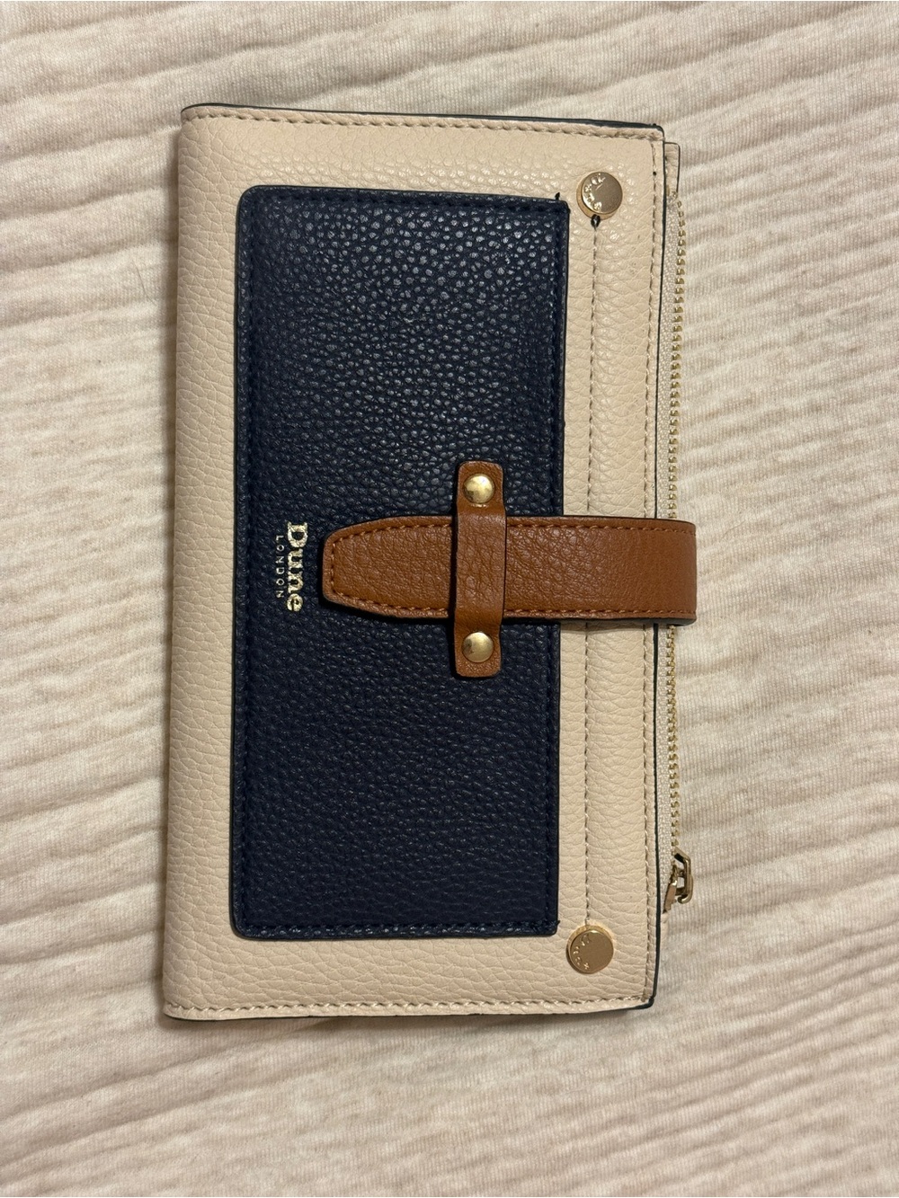 Dune London Beige, Navy & Tan Peebled Leather Wallet